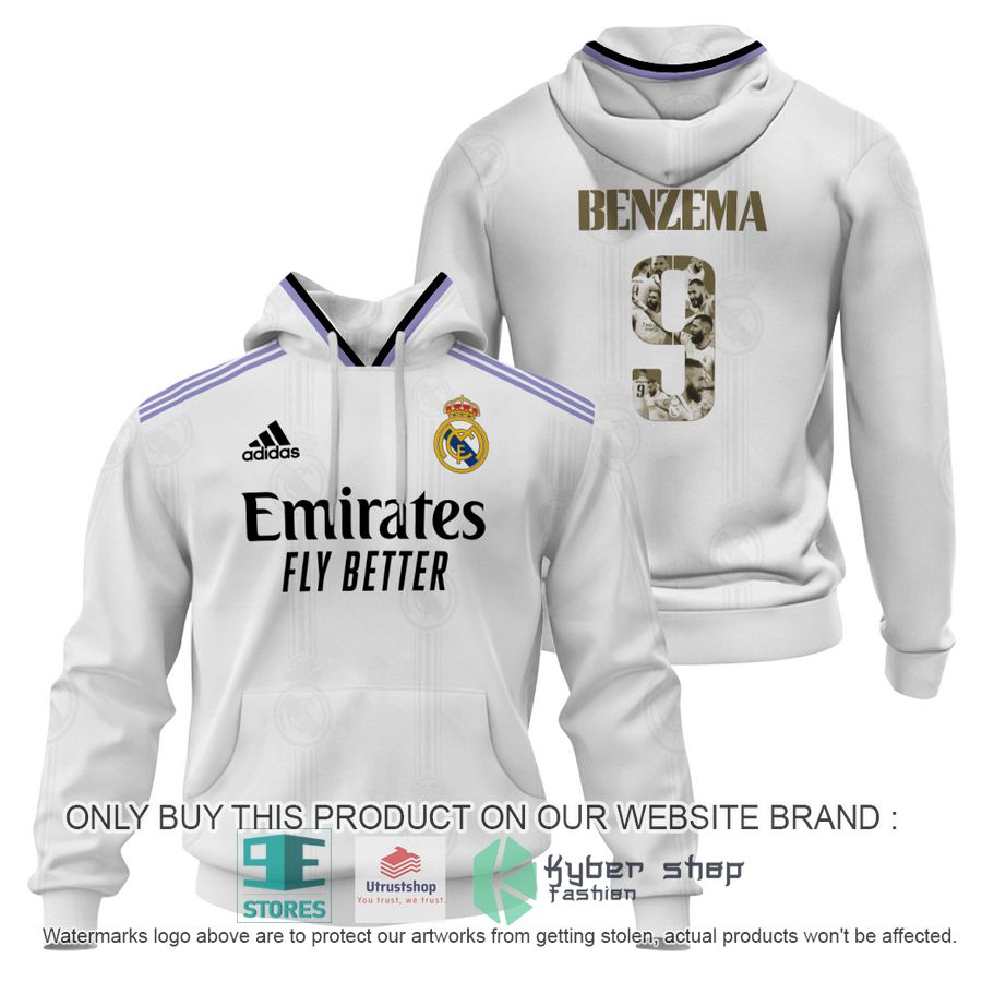 karim benzema 9 real madrid fc adidas white shirt hoodie 1 67060
