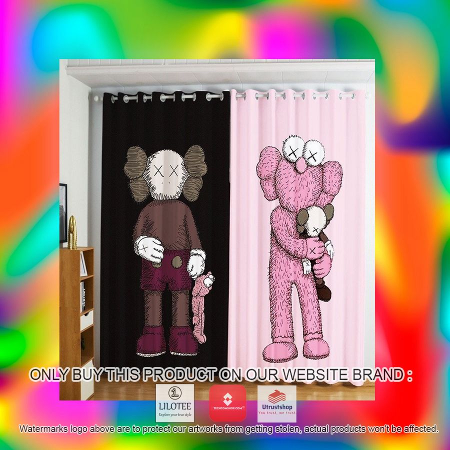 kaws black pink windown curtain 2 12766