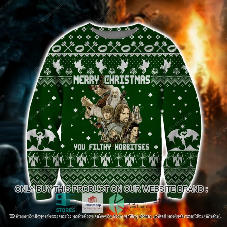lord of the rings merry christmas you filthy hobbitses knitted wool sweater 1 92003
