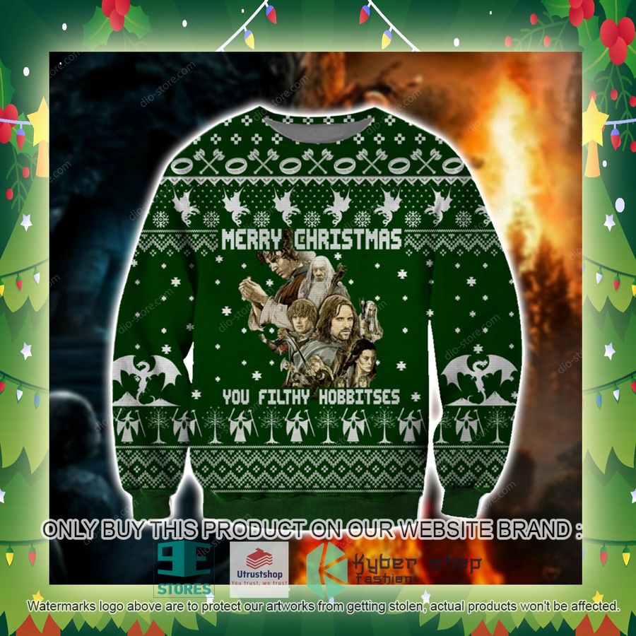 lord of the rings merry christmas you filthy hobbitses knitted wool sweater 2 73194