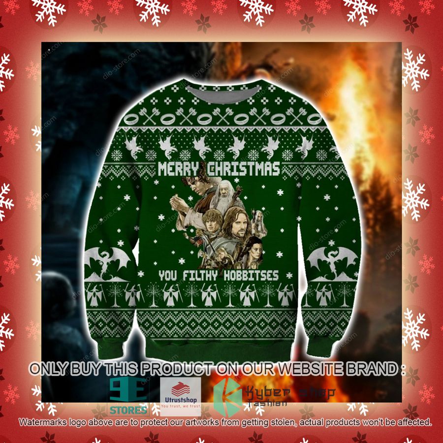 lord of the rings merry christmas you filthy hobbitses knitted wool sweater 3 91906