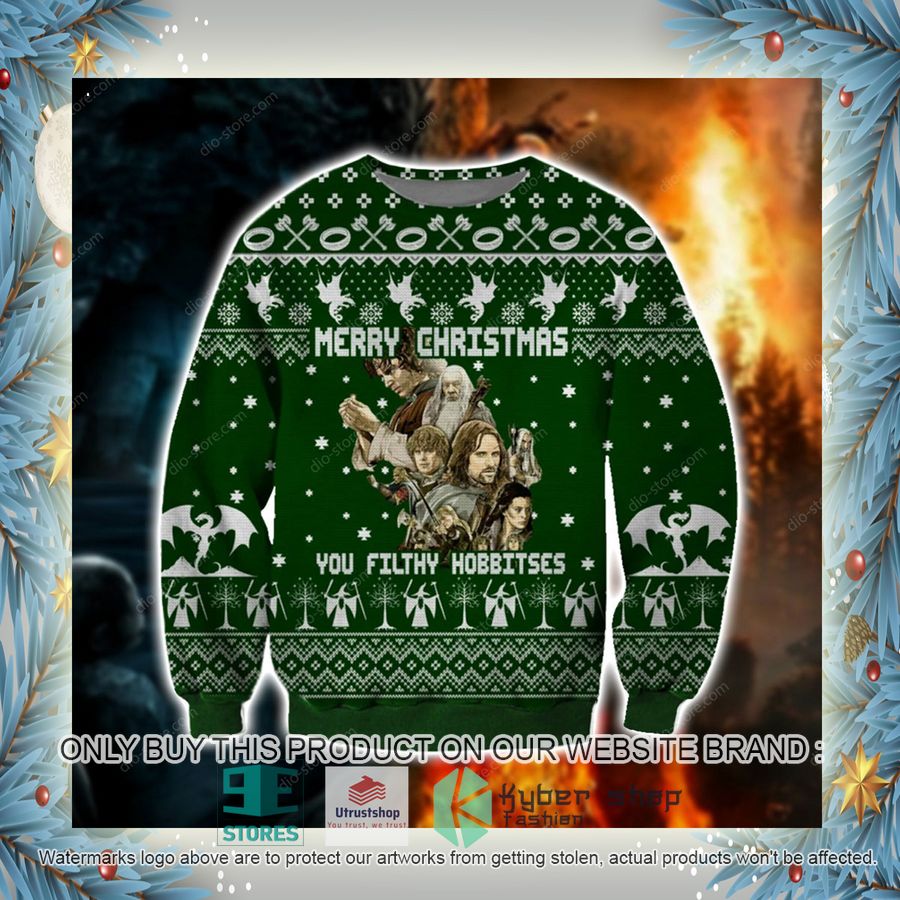 lord of the rings merry christmas you filthy hobbitses knitted wool sweater 4 14791