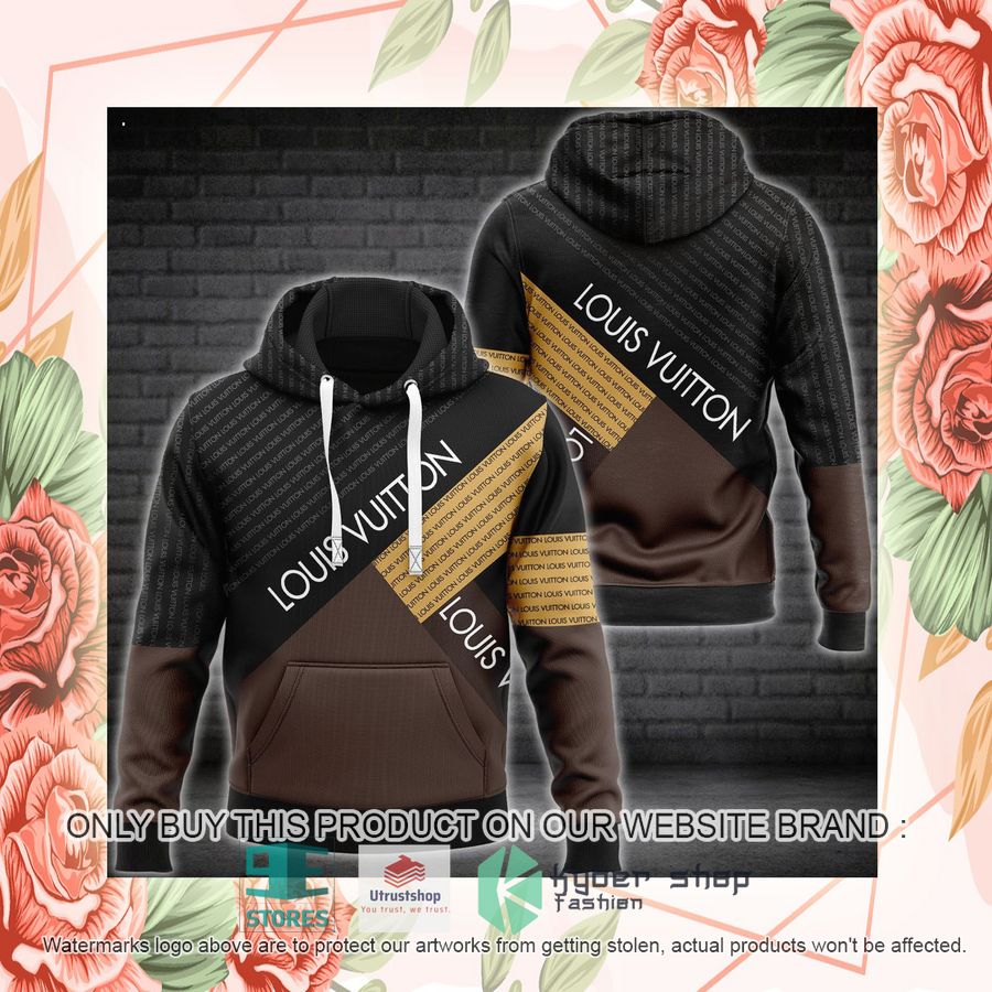 louis vuitton brand brown black 3d hoodie 2 5815