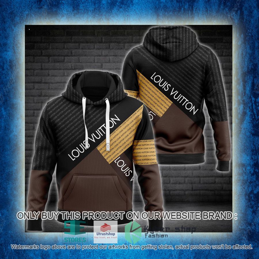 louis vuitton brand brown black 3d hoodie 3 67272