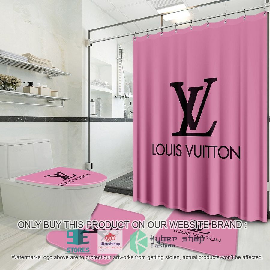 louis vuitton fashion brand pink shower curtain sets 1 5341