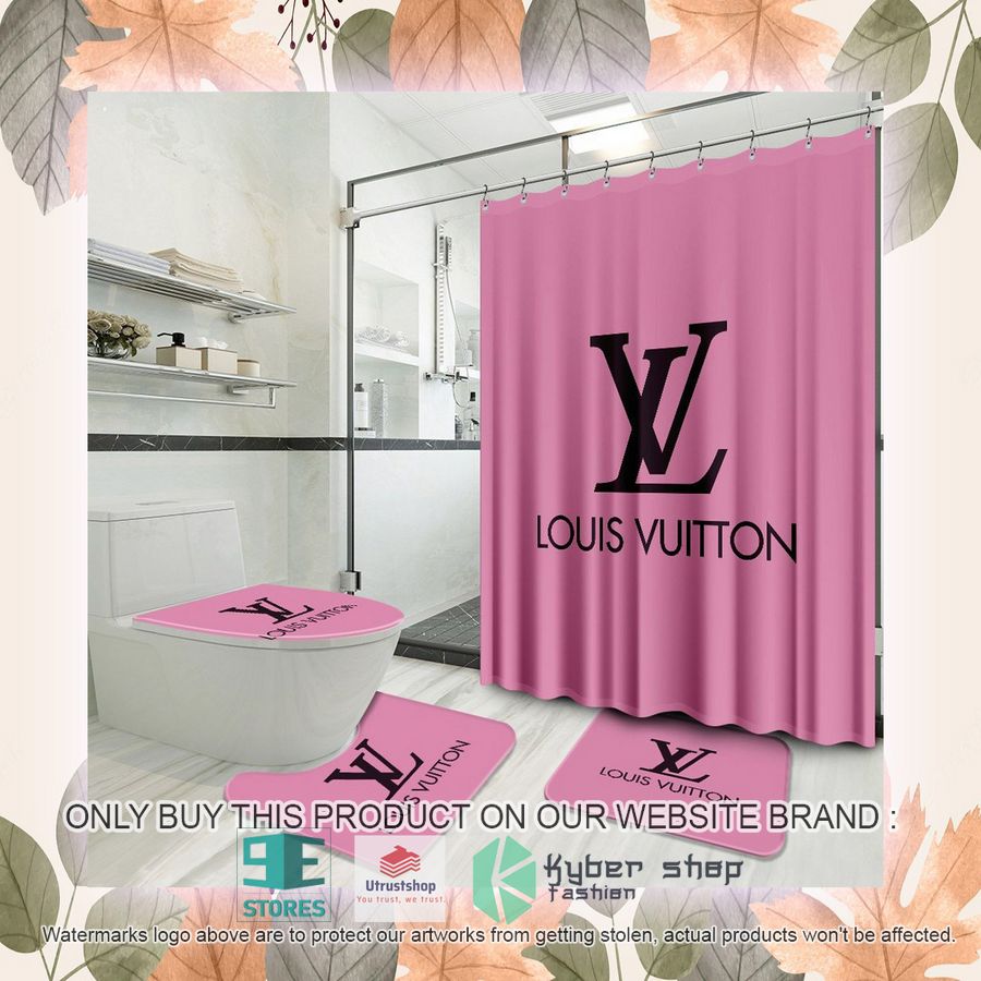 louis vuitton fashion brand pink shower curtain sets 2 35101