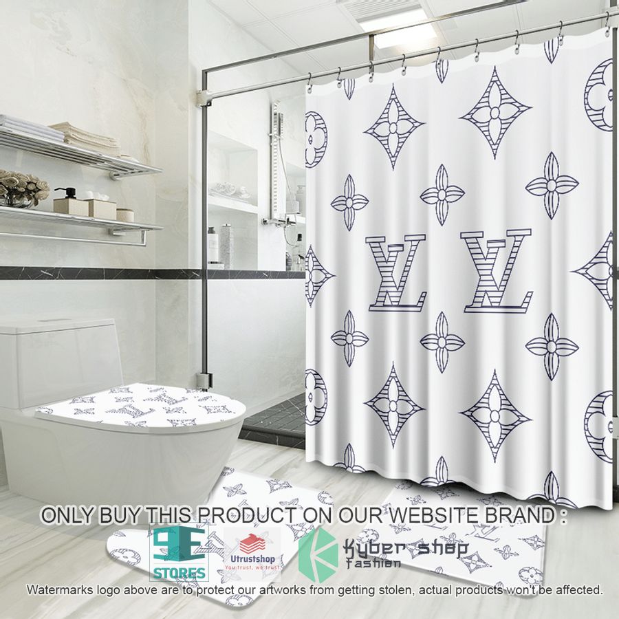 louis vuitton fashion brand white shower curtain sets 1 77687