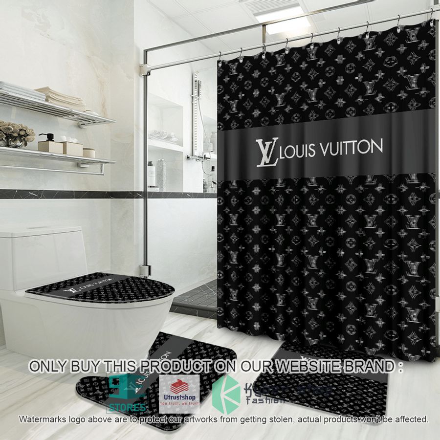 louis vuitton fashion logo black shower curtain sets 1 861