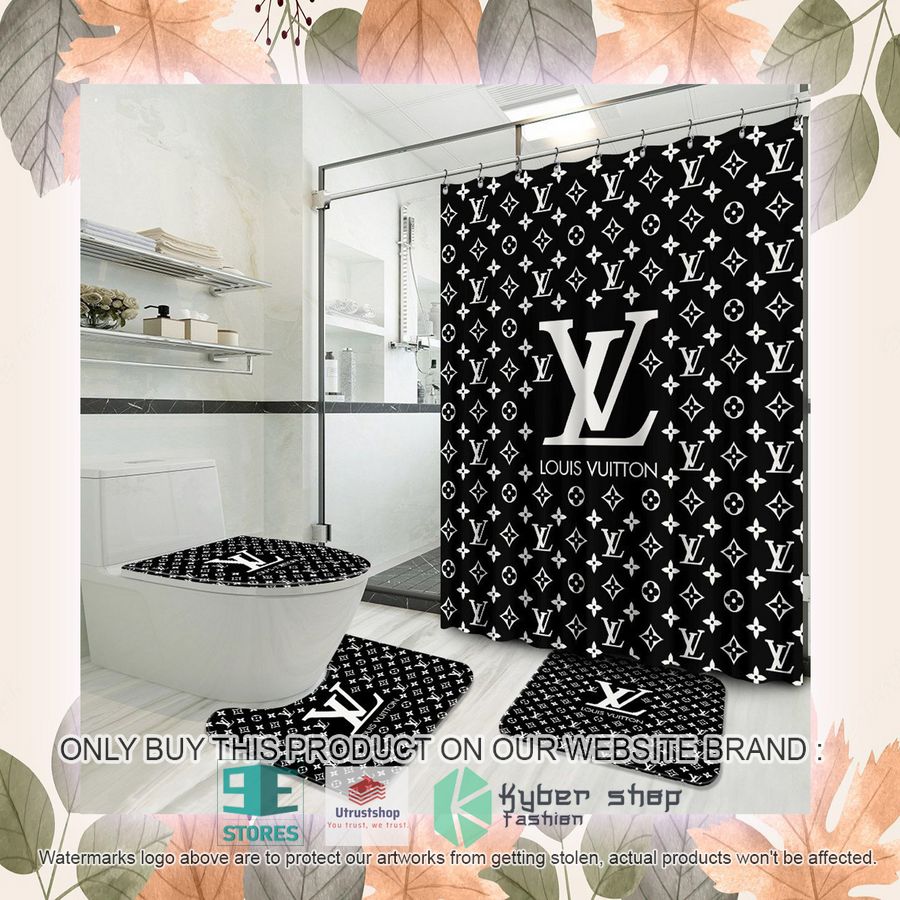 louis vuitton french brand black shower curtain sets 2 5235