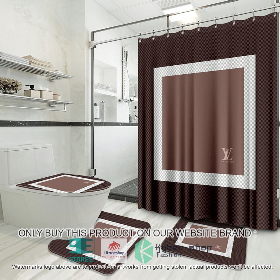 louis vuitton french brand brown shower curtain sets 1 4982