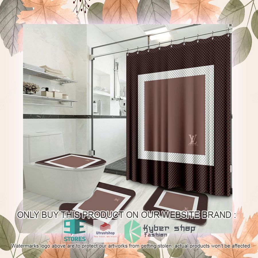 louis vuitton french brand brown shower curtain sets 2 94784