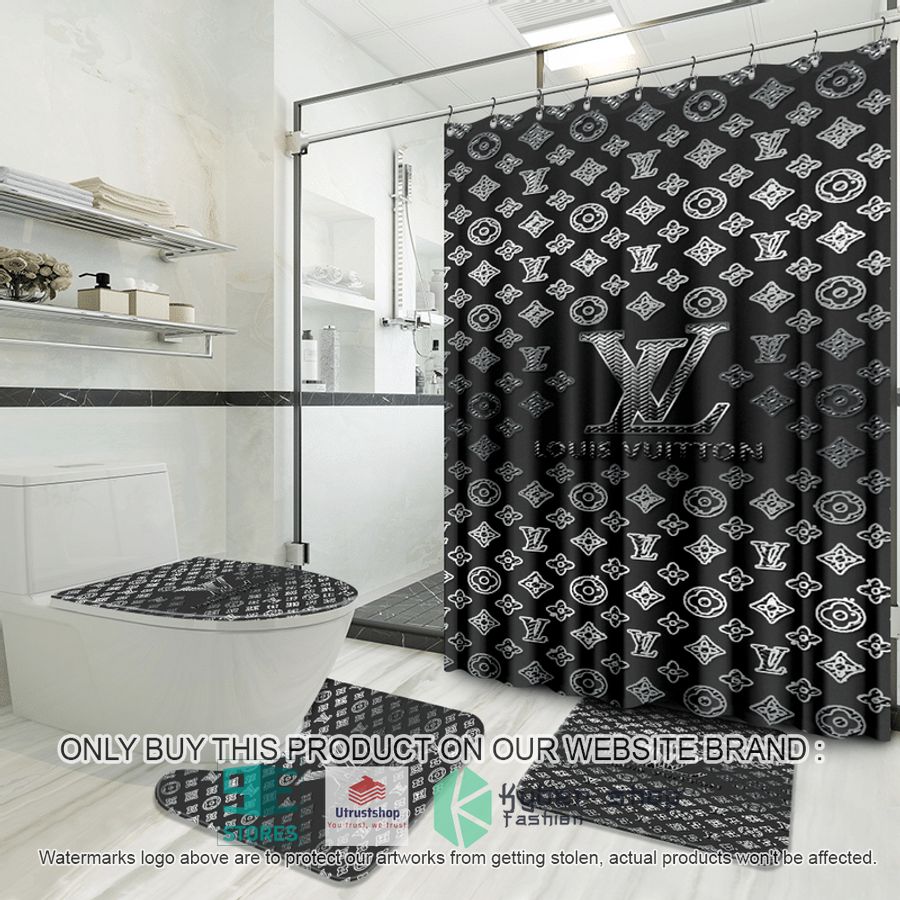 louis vuitton grey black shower curtain sets 1 96837