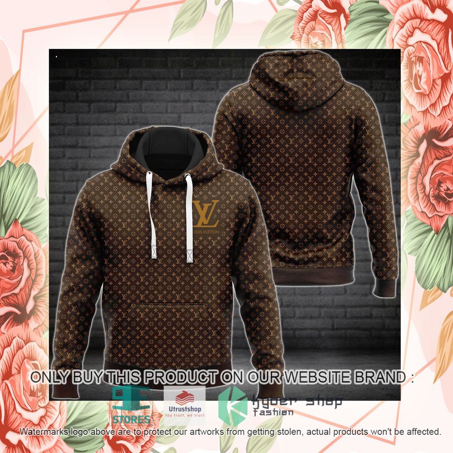 louis vuitton luxury brand logo brown 3d hoodie 2 22778