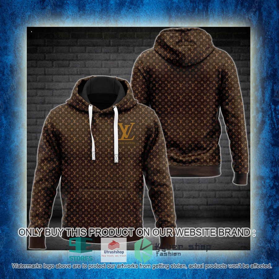 louis vuitton luxury brand logo brown 3d hoodie 3 58779