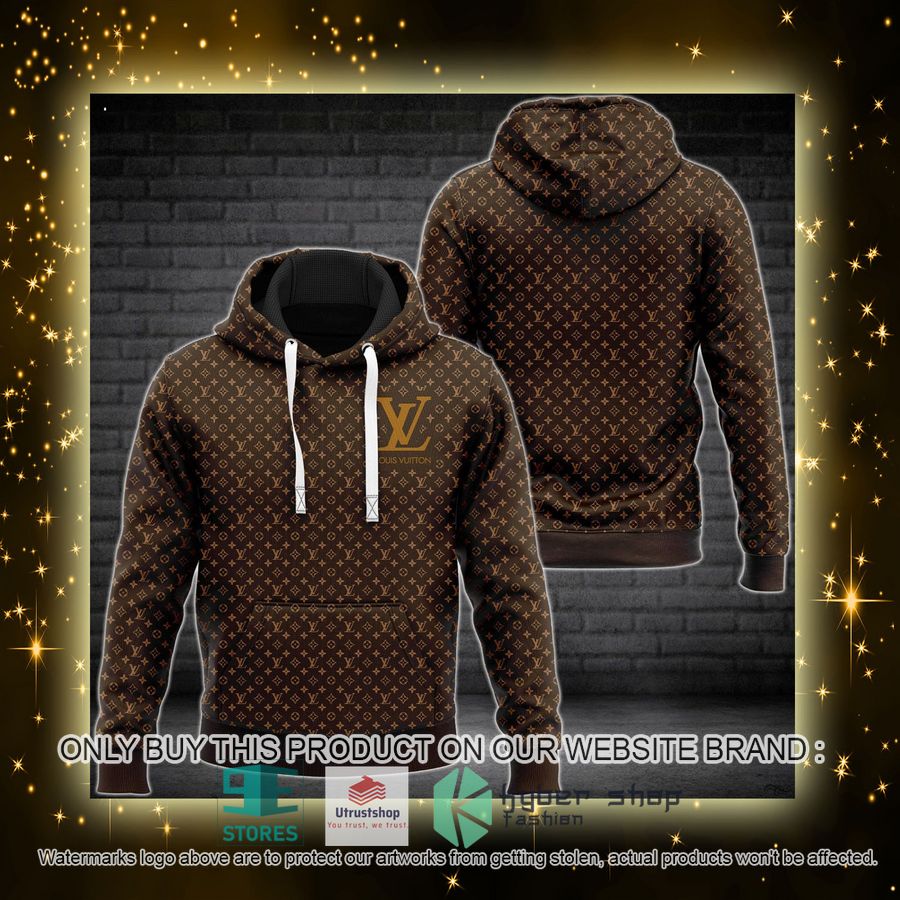 louis vuitton luxury brand logo brown 3d hoodie 4 55662