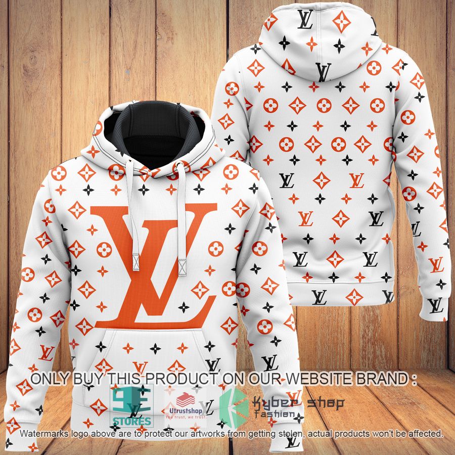 louis vuitton orange white 3d hoodie 1 40333