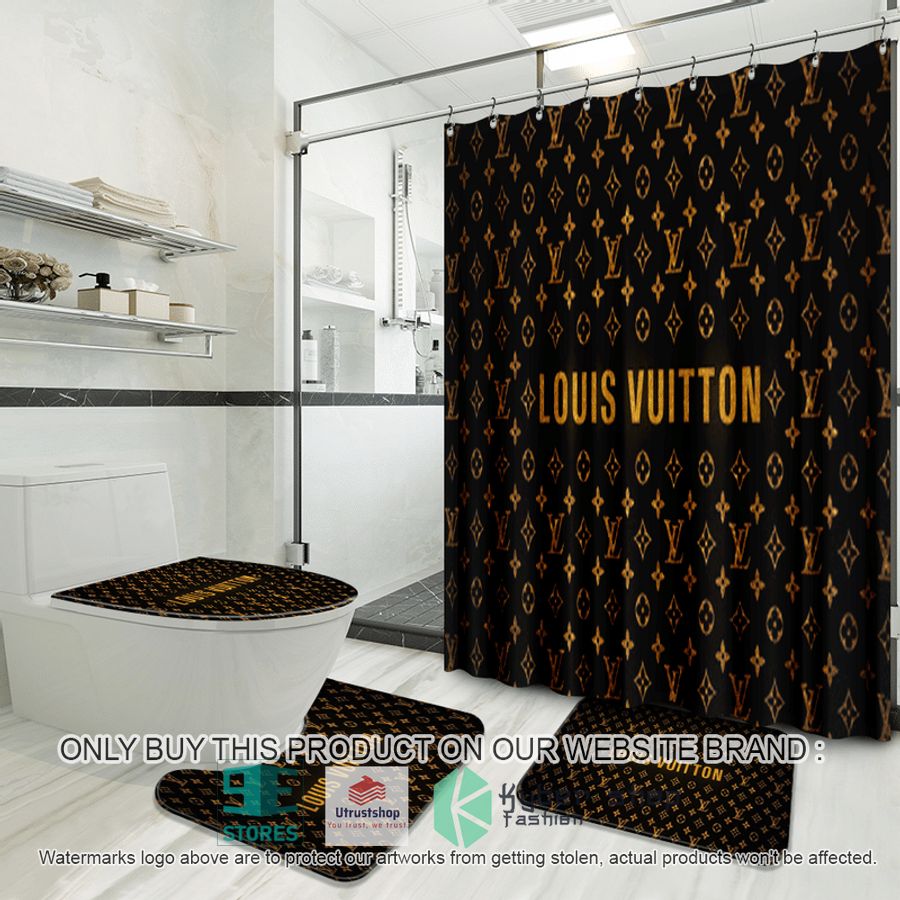 louis vuitton vintage black shower curtain sets 1 66180