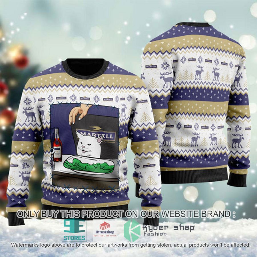 martell cognac cat meme ugly christmas sweater 1 82711