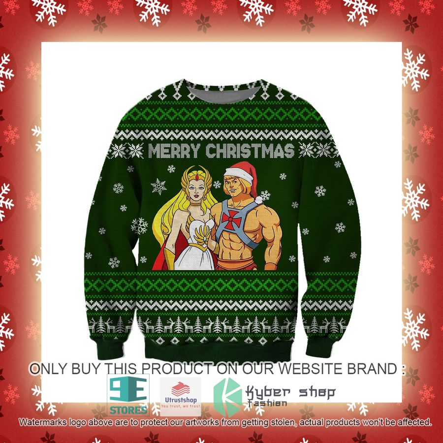 merry christmas he man she ra knitted wool sweater 10 5894