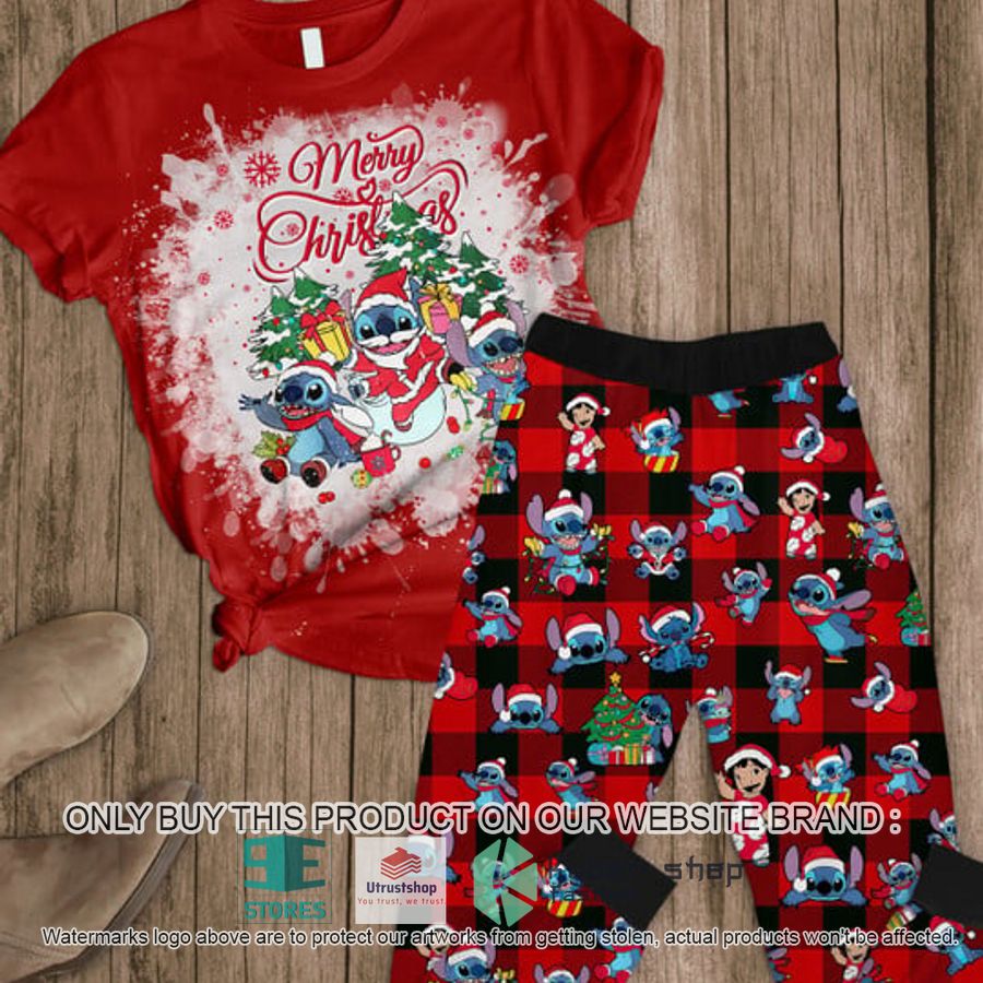 merry christmas stitch red pajamas set 1 44290