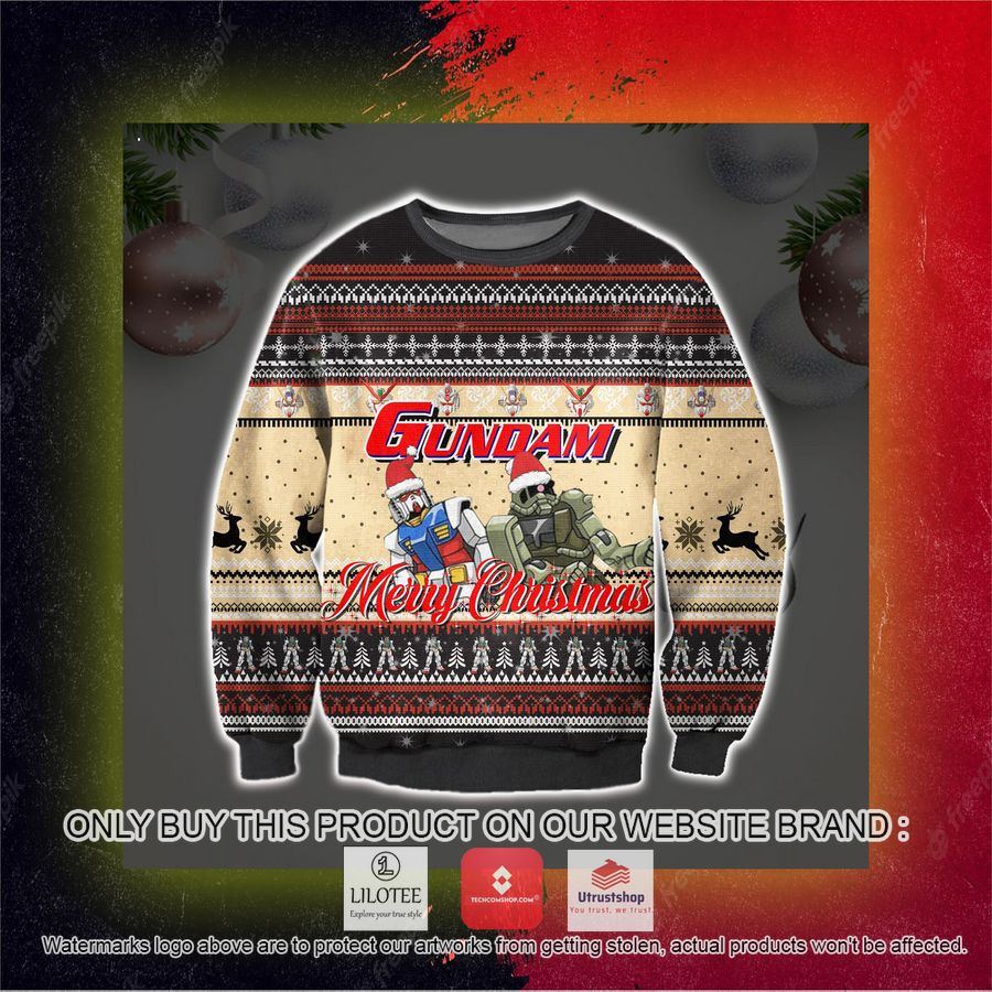 merry gundam ugly christmas sweater sweatshirt 5 27218