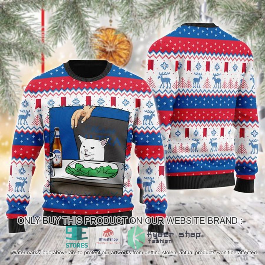 michelob ultra cat meme ugly christmas sweater 1 409