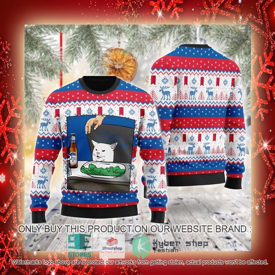 michelob ultra cat meme ugly christmas sweater 3 18435