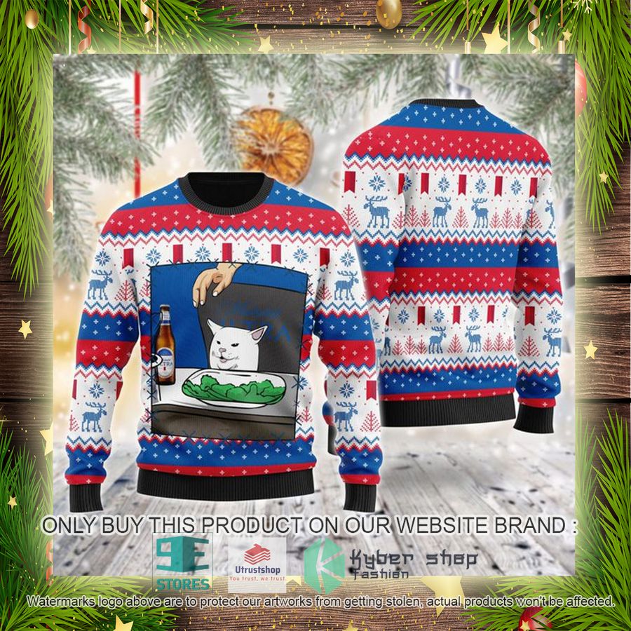 michelob ultra cat meme ugly christmas sweater 4 44824