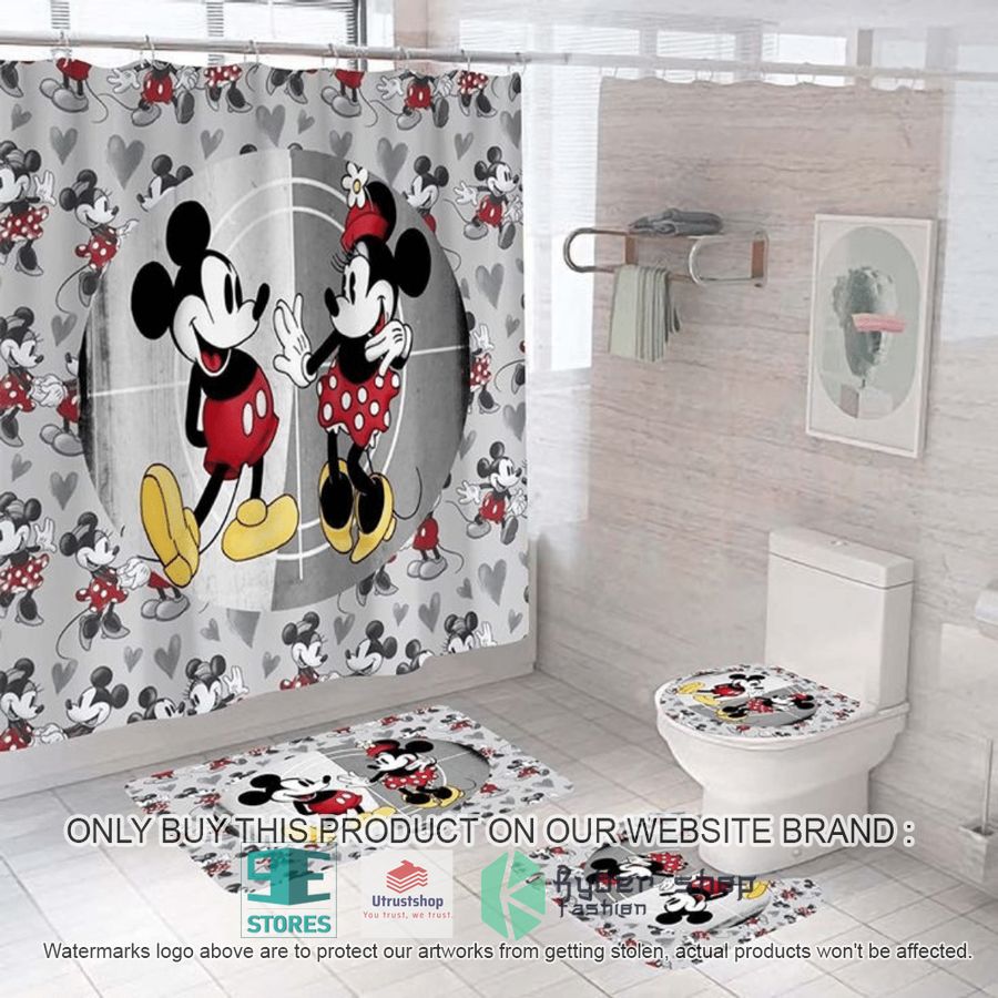 mickey and minnie mouse heart grey shower curtain sets 1 91960