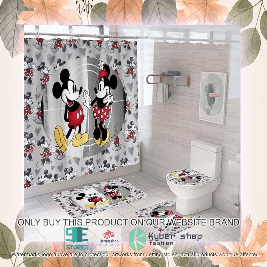 mickey and minnie mouse heart grey shower curtain sets 2 1527