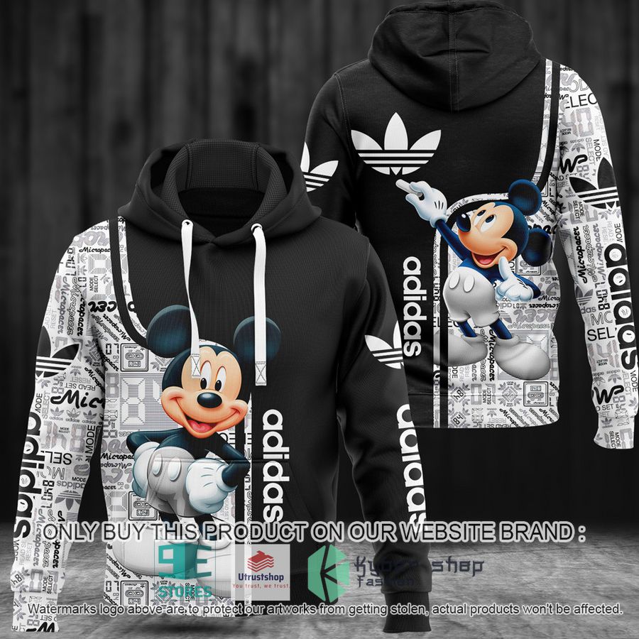 mickey mouse adidas black white 3d hoodie 1 16287