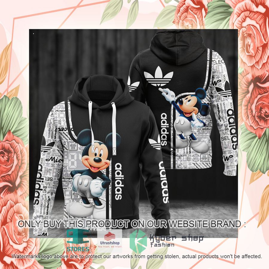 mickey mouse adidas black white 3d hoodie 2 83944