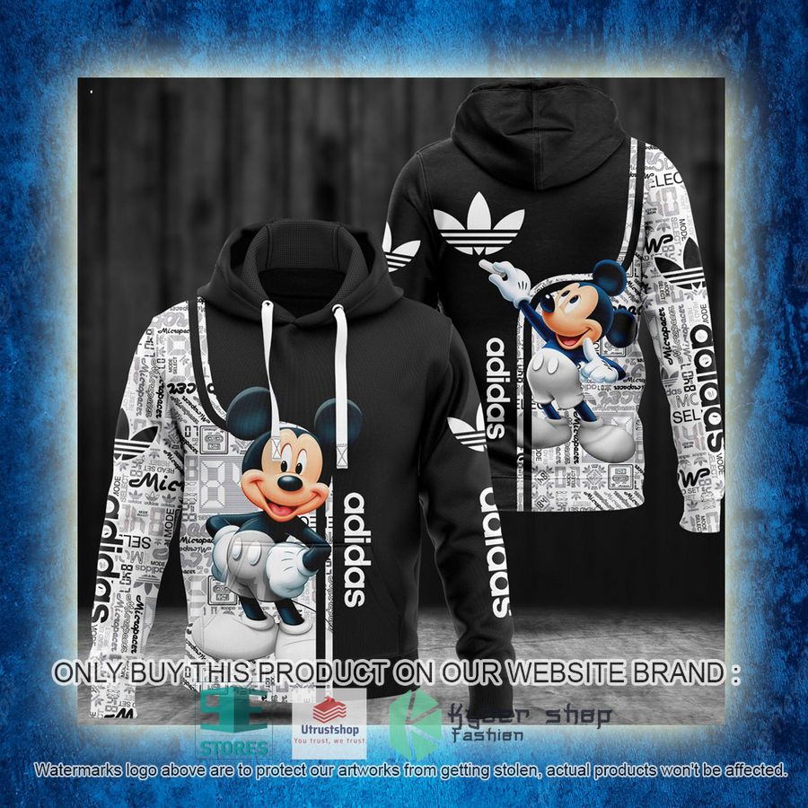 mickey mouse adidas black white 3d hoodie 3 91848