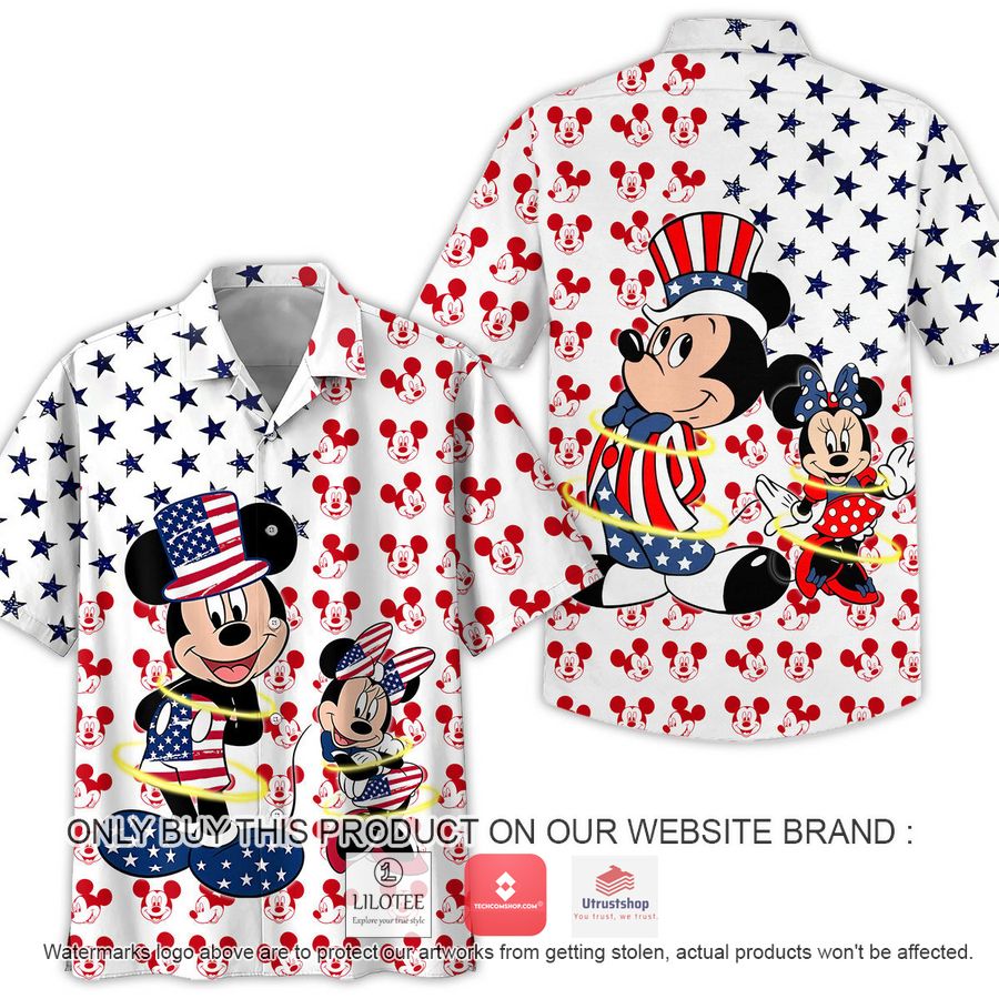 mickey mouse and minnie mouse clown us flag hawaiian shirt 1 31319