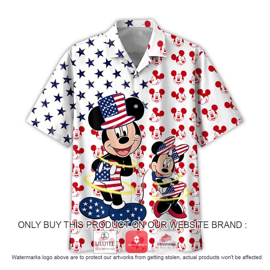 mickey mouse and minnie mouse clown us flag hawaiian shirt 2 15895