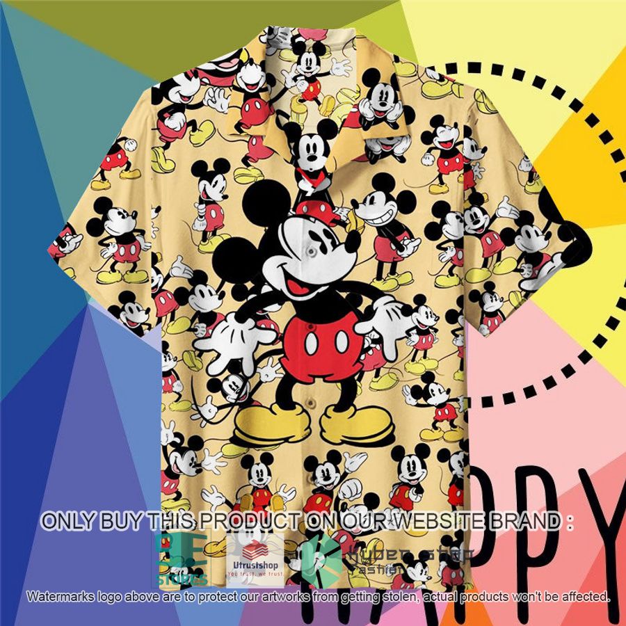 mickey mouse collage art yellow hawaiian shirt 1 40743