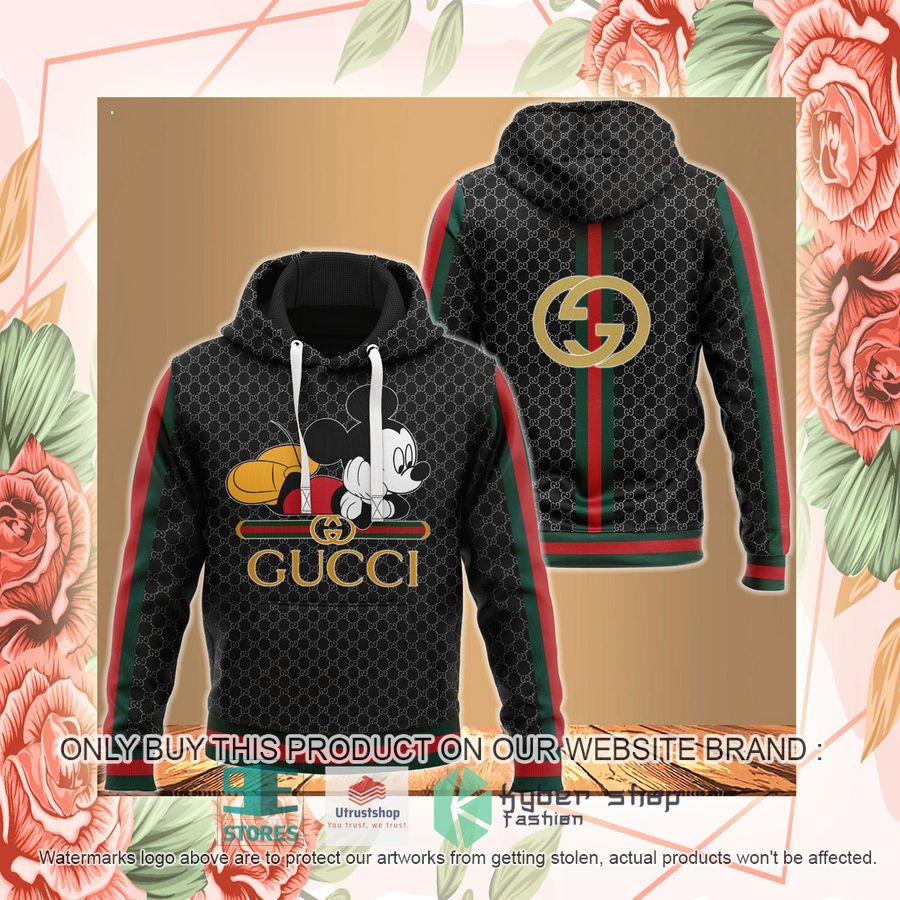mickey mouse gucci black pattern 3d hoodie 2 80253
