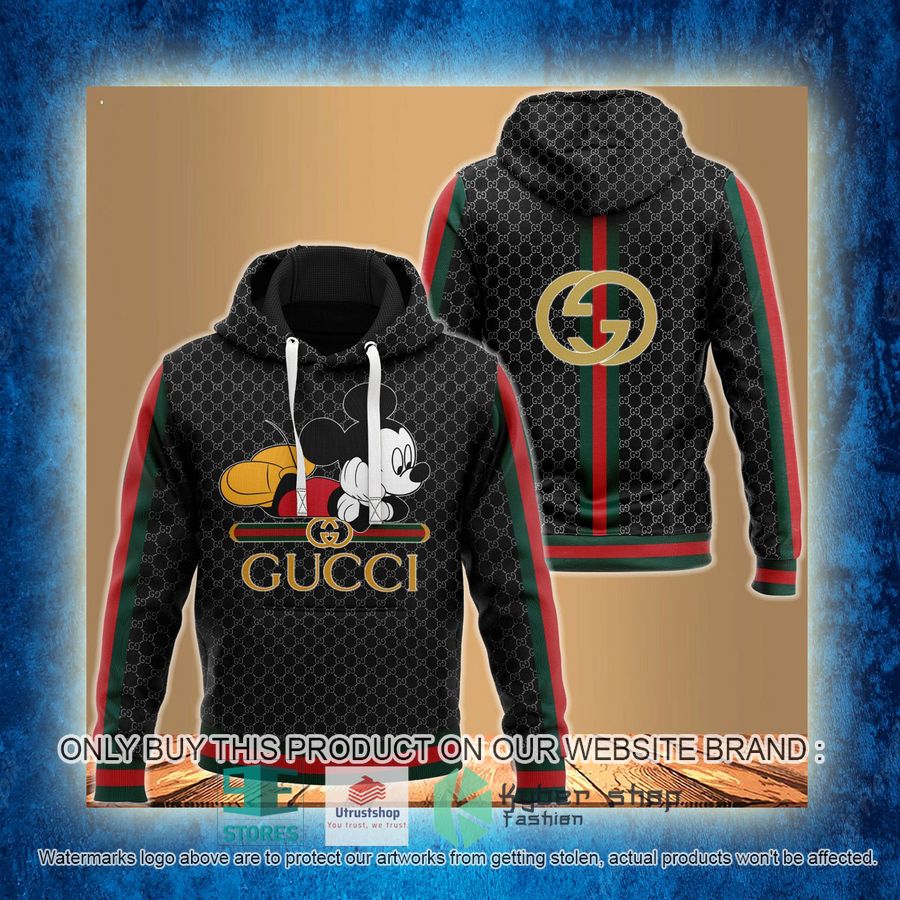mickey mouse gucci black pattern 3d hoodie 3 44898