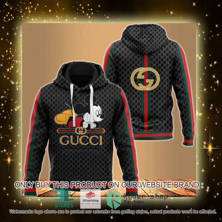 mickey mouse gucci black pattern 3d hoodie 4 57553