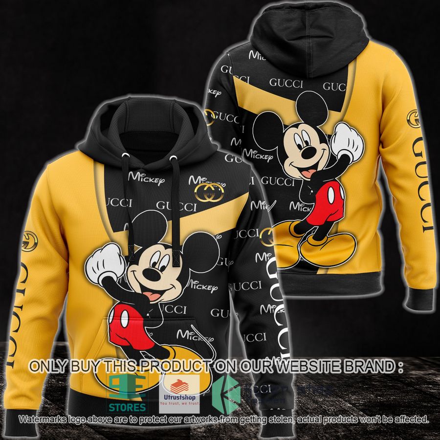 mickey mouse gucci brand yellow black 3d hoodie 1 34593