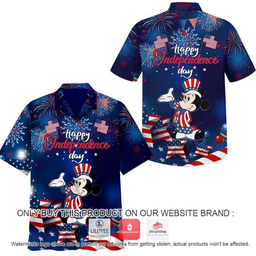 mickey mouse happy independence day clown us flag hawaiian shirt 1 17970