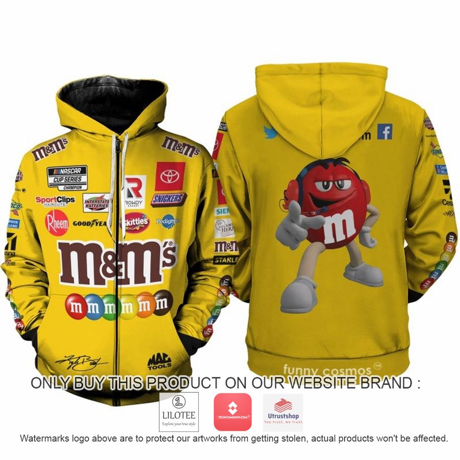mm kyle busch racing 3d shirt hoodie yellow 2 32449