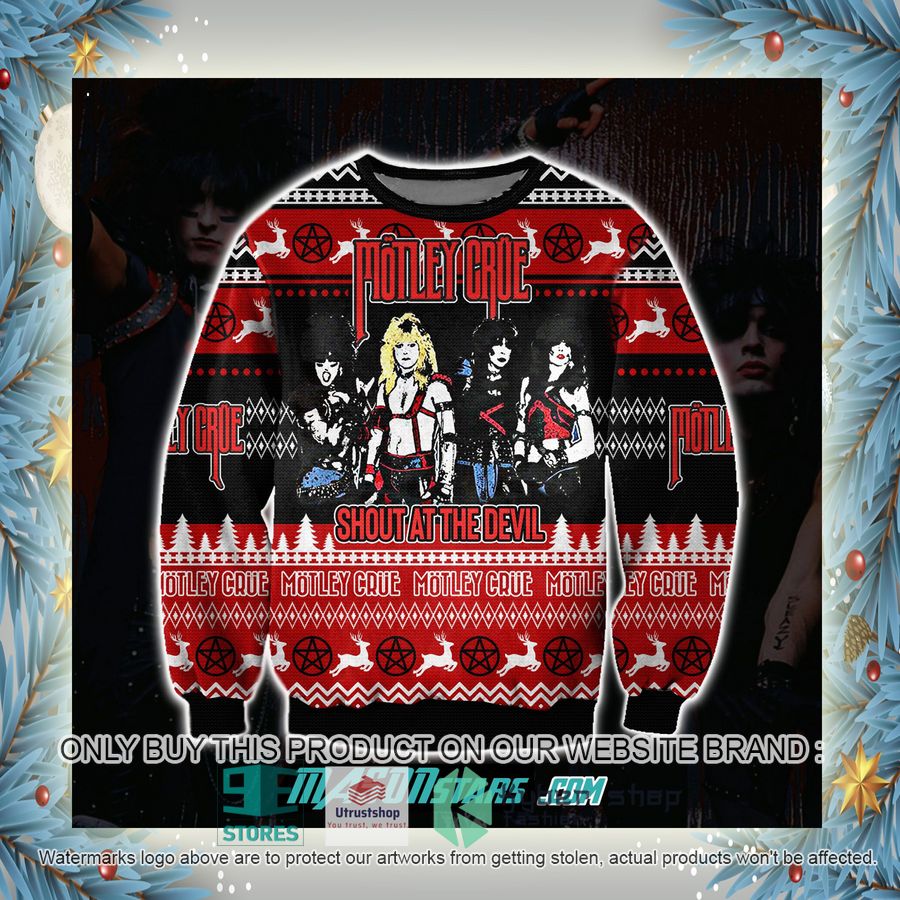 motley crue shout at the devil knitted wool sweater 4 5544