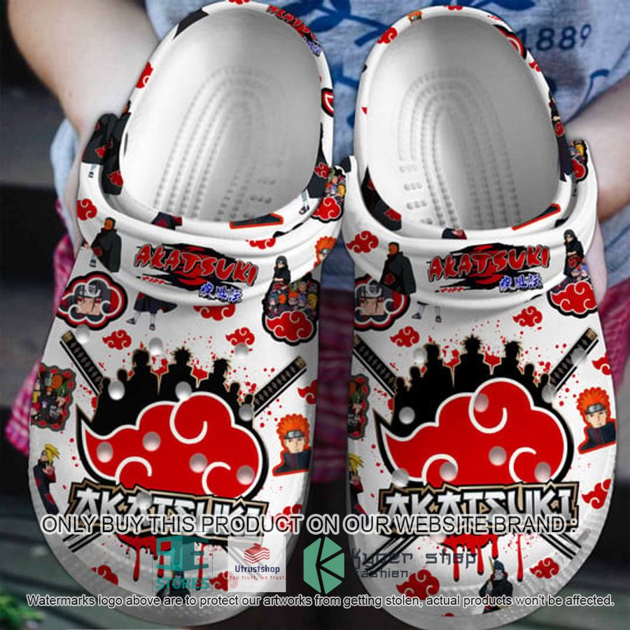 naruto akatsuki white crocs crocband shoes 1 98303