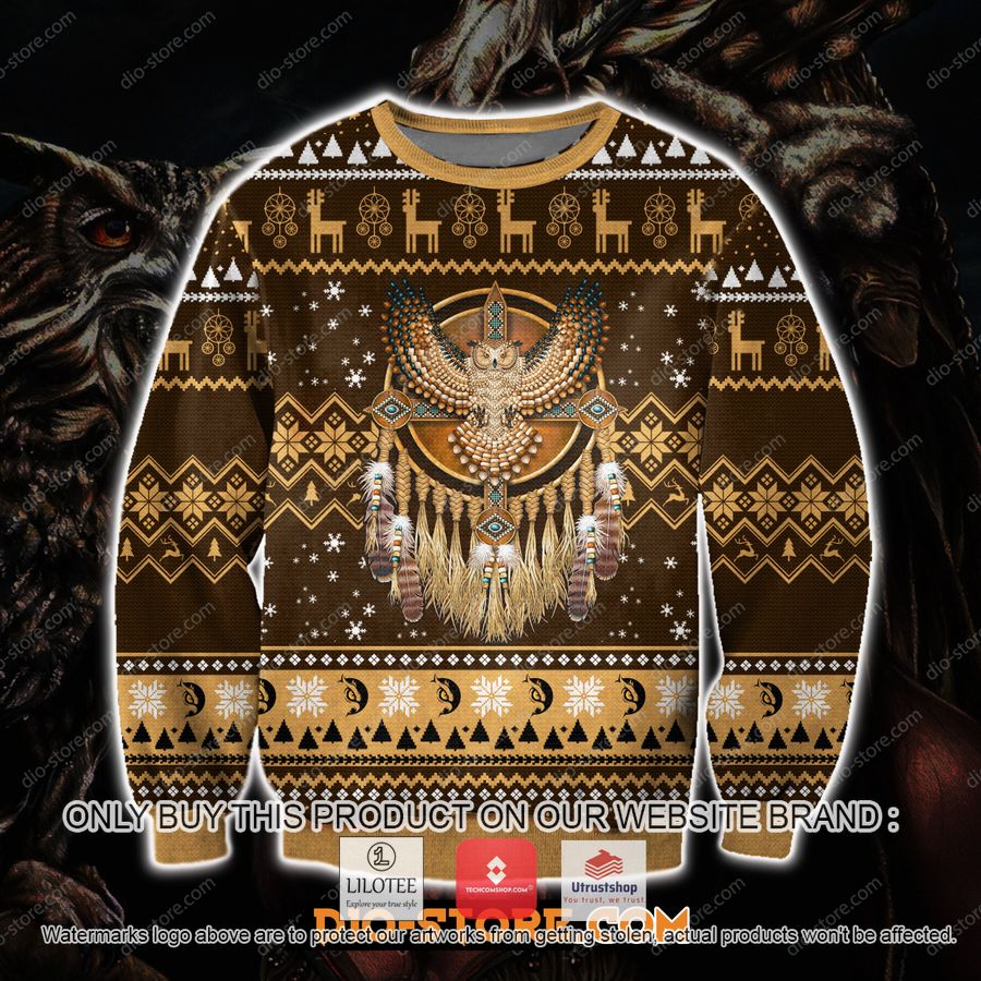 native american owl ugly christmas sweater sweatshirt 1 73932