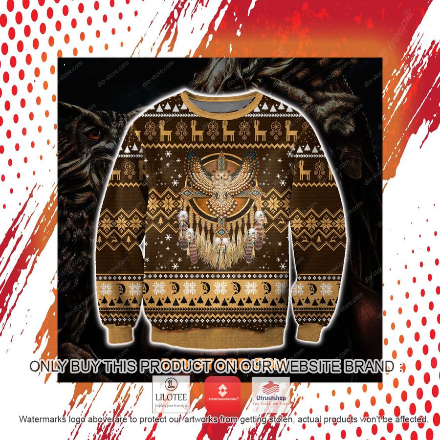 native american owl ugly christmas sweater sweatshirt 4 14533