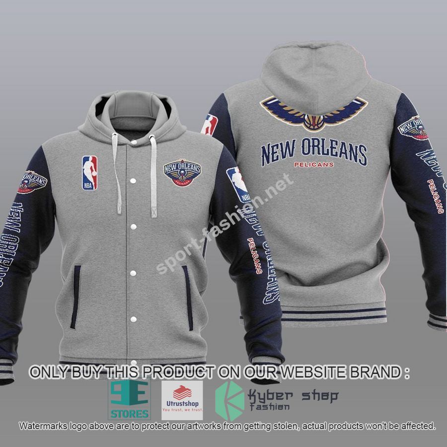 new orleans pelicans nba baseball hoodie jacket 2 33189