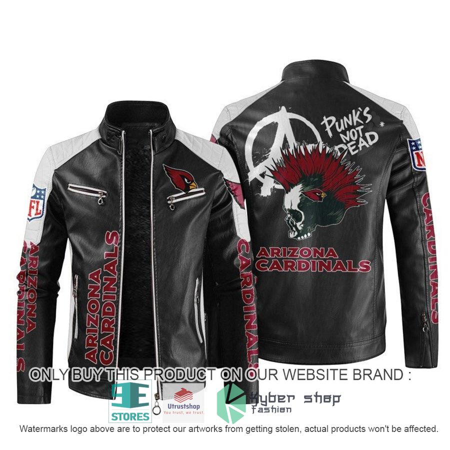 nfl arizona cardinals punks not dead skull block leather jacket 1 9422