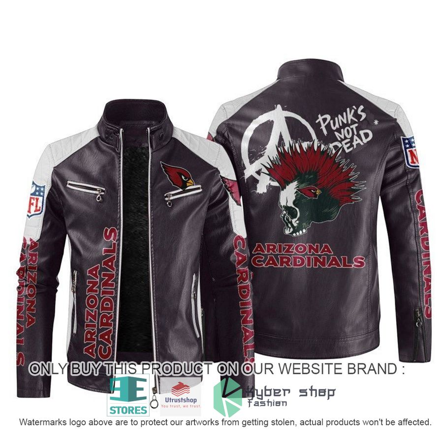 nfl arizona cardinals punks not dead skull block leather jacket 2 53002