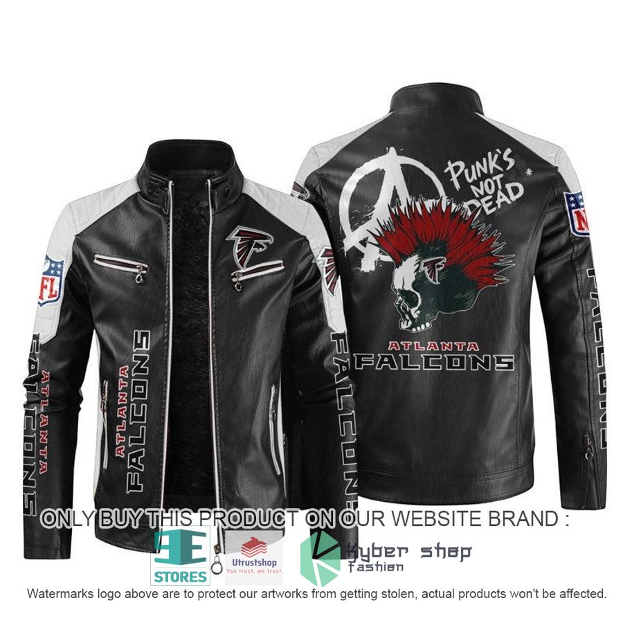 nfl atlanta falcons punks not dead skull block leather jacket 1 25796